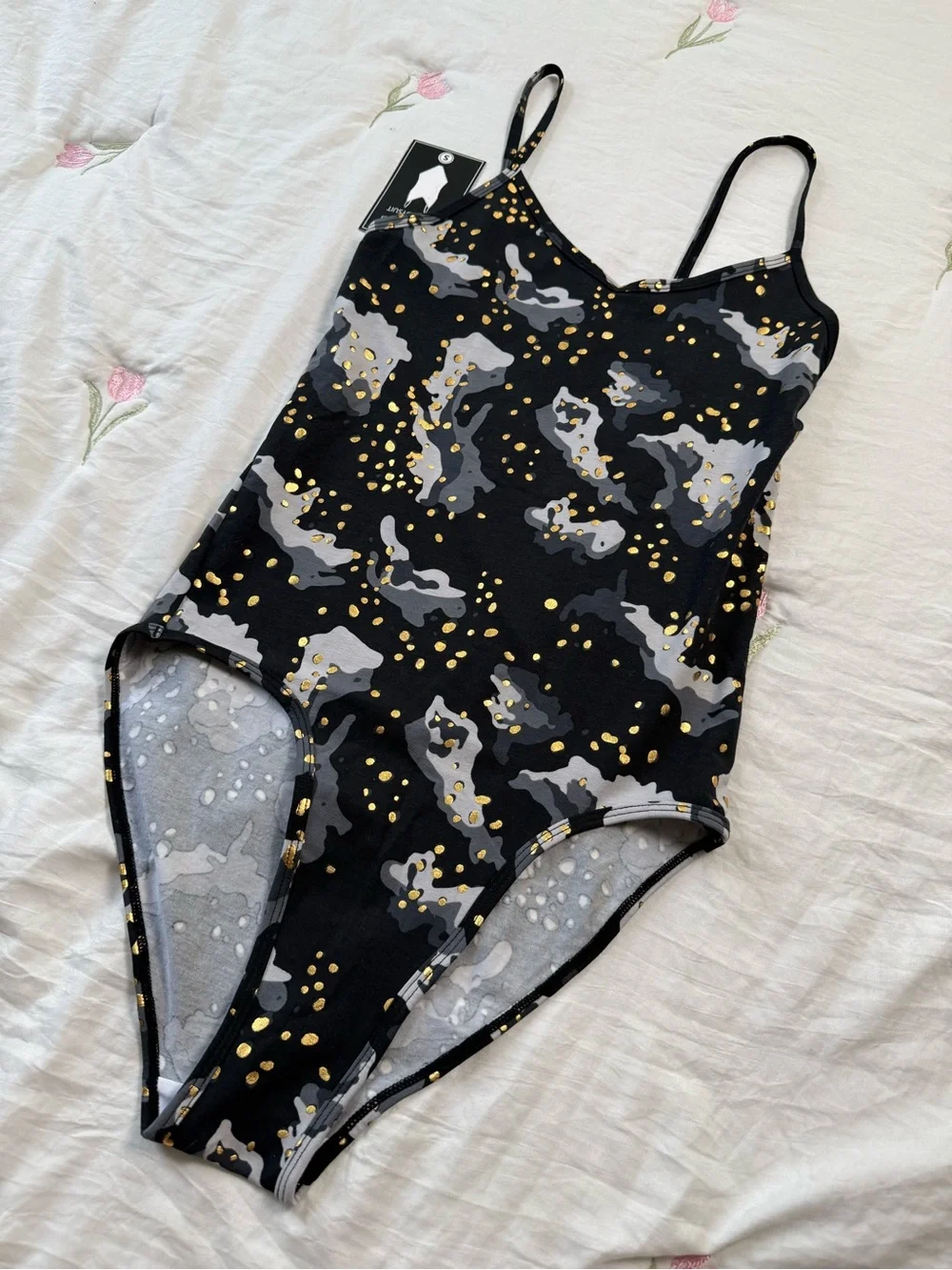 ethika Bodysuit Grey Metallic Camouflage Print Bodysuit Tank Top